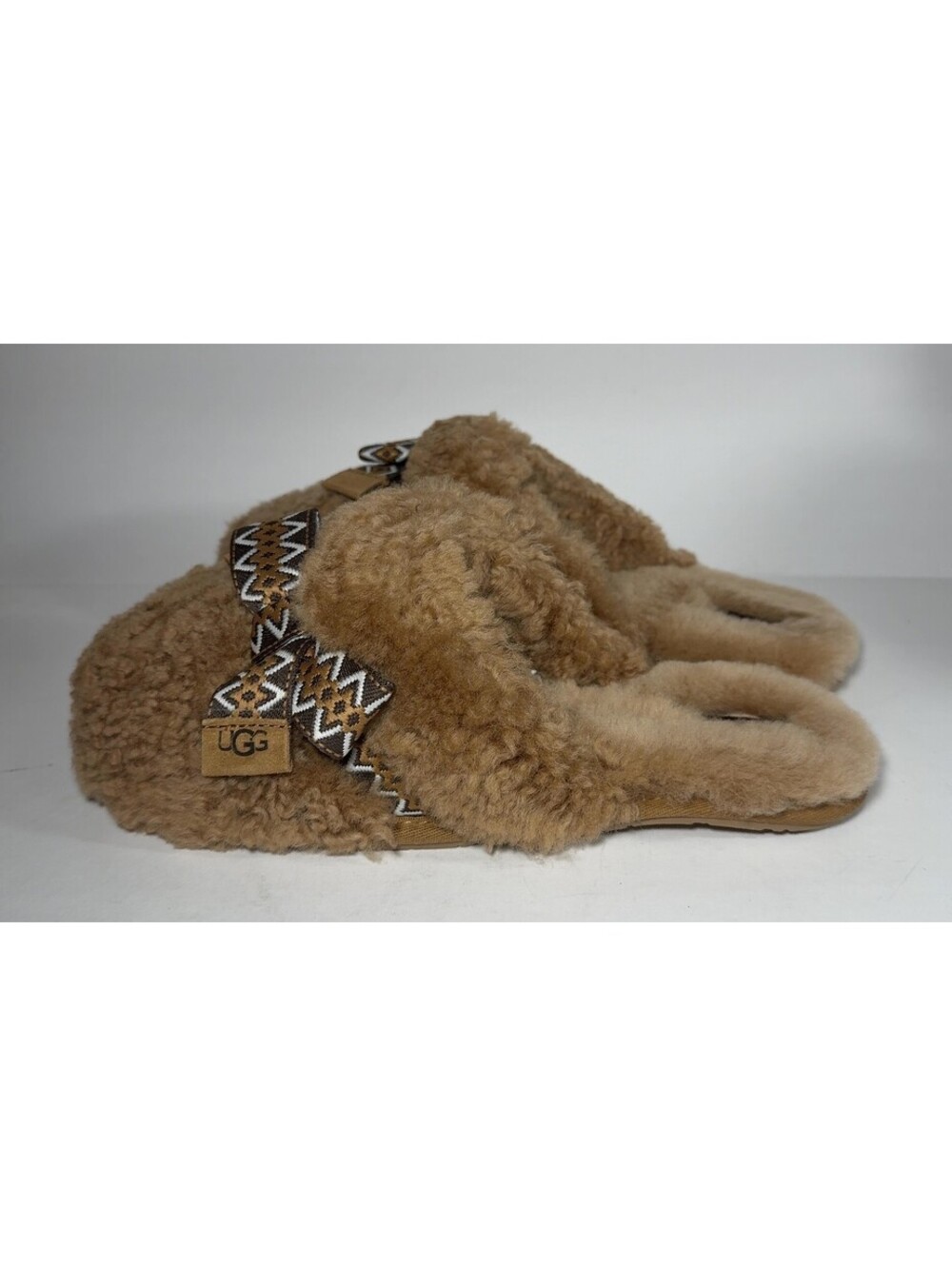 UGG Maxi Curly Sister Slide Slippers Chestnut 1158266 Women Size 10